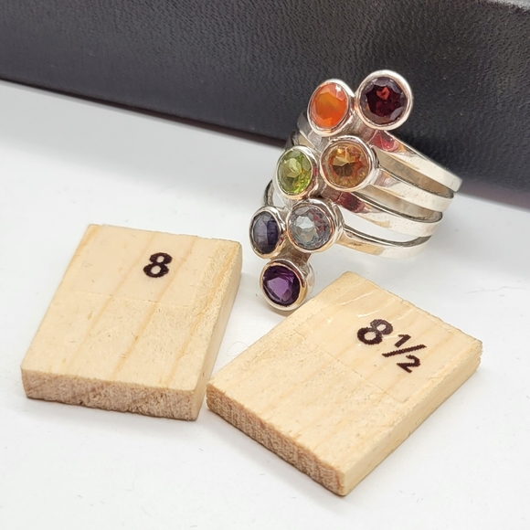 🙏7 stone sterling silver 925 chakra ring - Picture 2 of 4